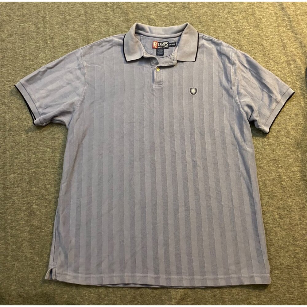 Vintage Chaps Ralph Lauren XXL Mens Periwinkle Purple Polo‎ Shirt Herringbone
